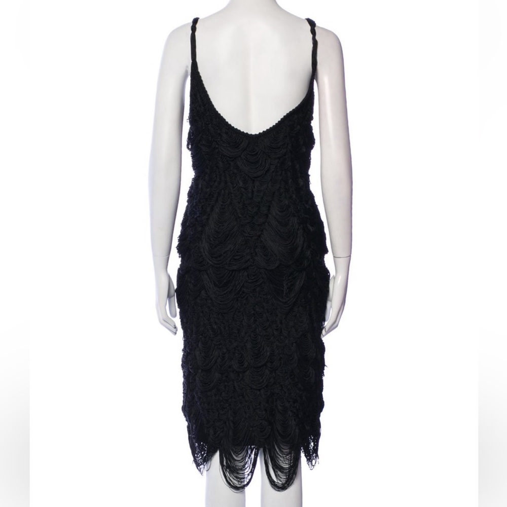 Salvatore Ferragamo  Black Fringed Silk Midi Dress SEE VIDEO - Picture 8 of 9
